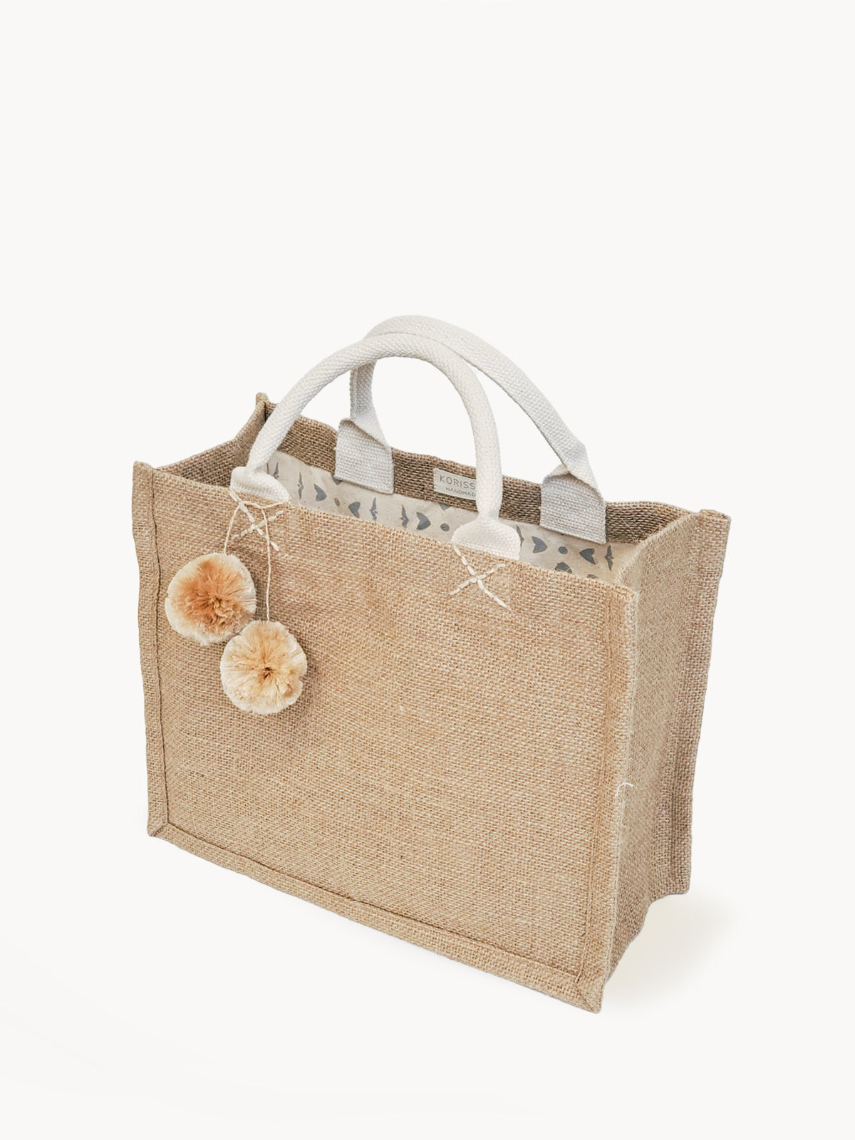 Jute Canvas Gift Bag With Pompom (S)
