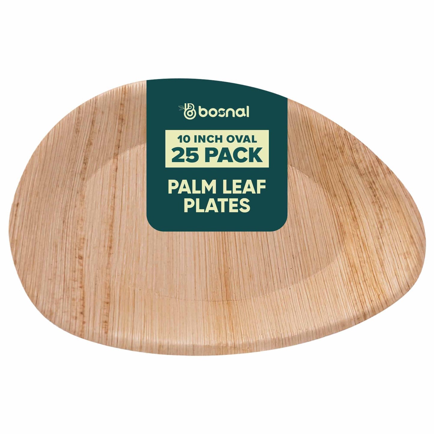 Bosnal - Palm Leaf Biodegradable Plates, 10 inch, Oval